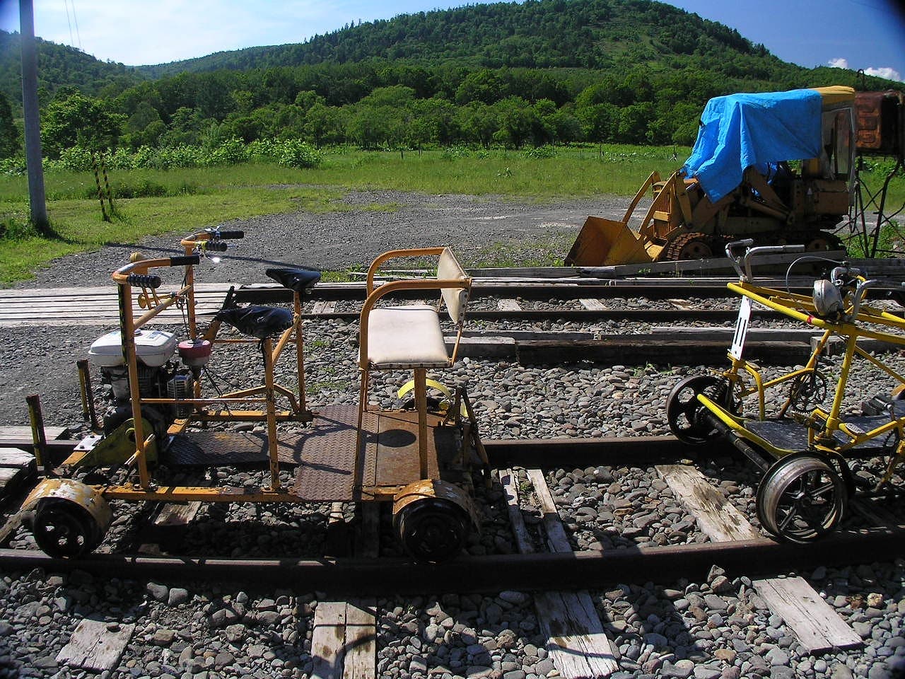 Rail-bikes (draisines) at Torokko Okoku Bifuka in Niupu, Bifuka, Hokkaido