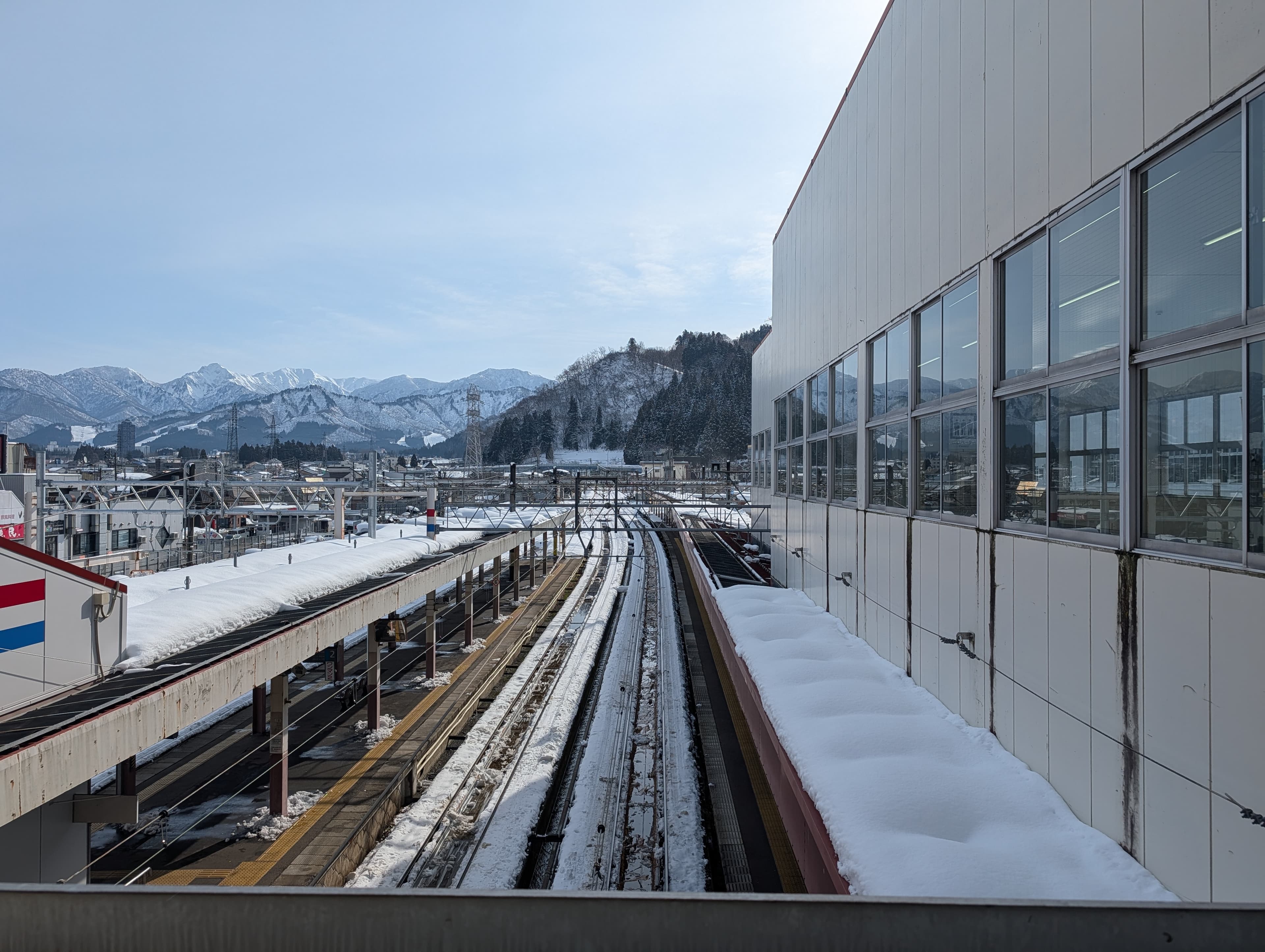 Echigo-Yuzawa Station under snow