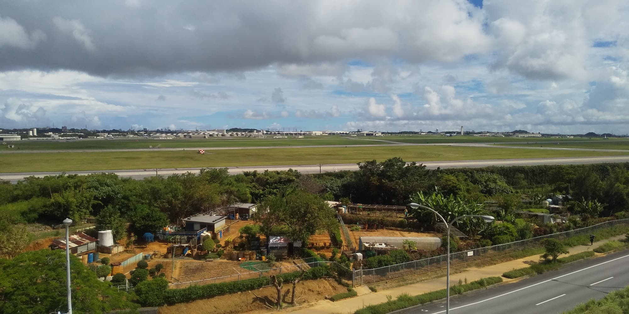 Kadena Air Base as seen from the observation deck of Michi-no-Eki Kadena